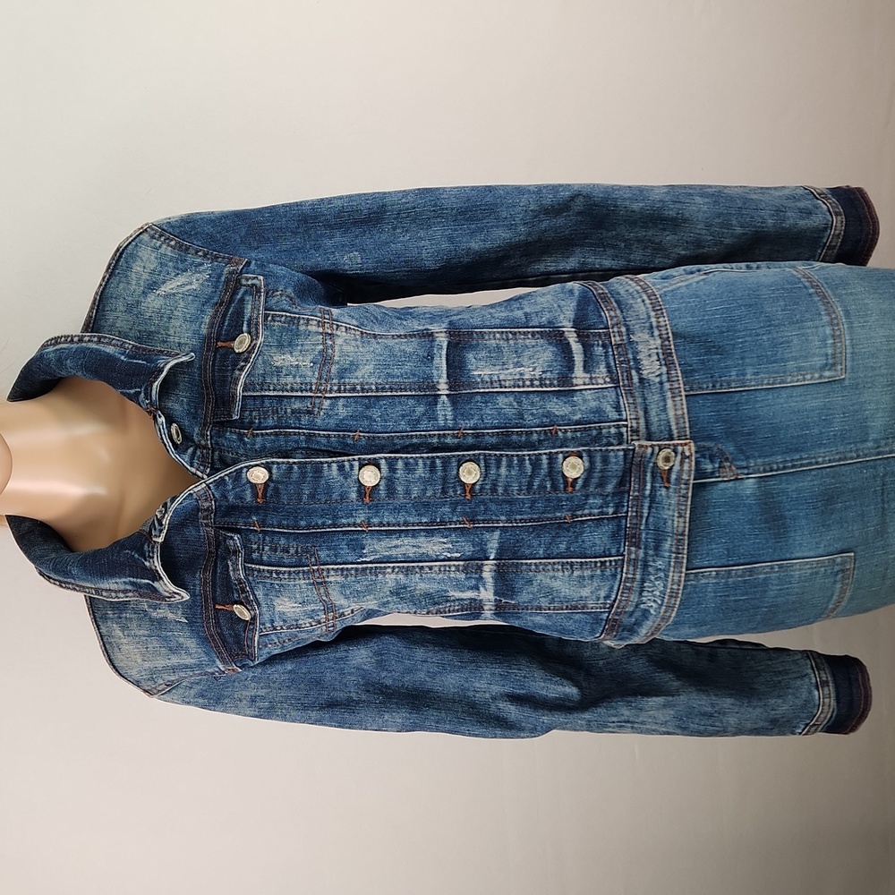 Almost Famous Distressed Denim Jacket Size L